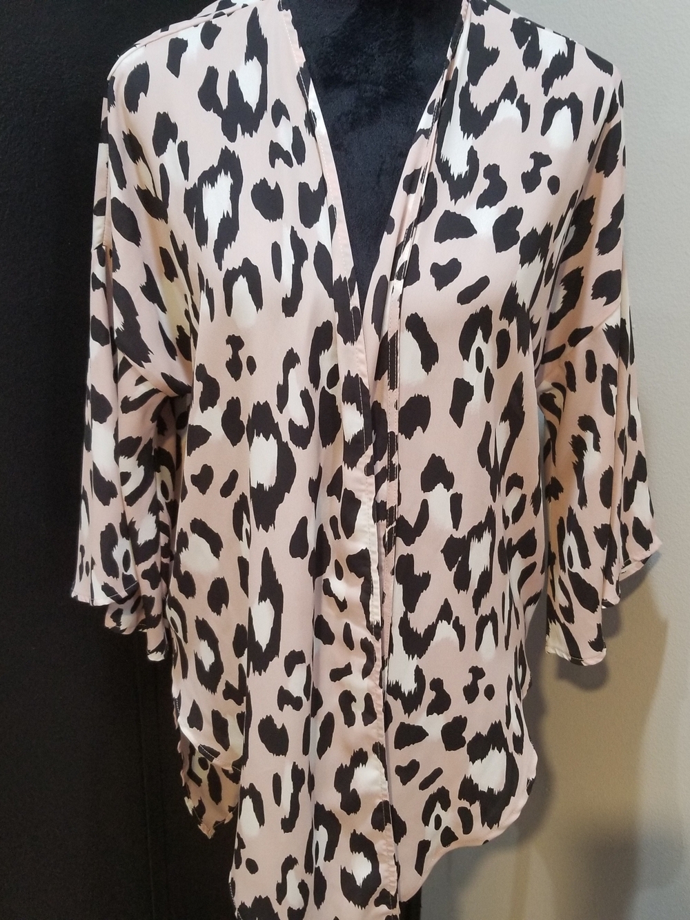 Womens Pink Leopard Print Kimono Top Blouse
